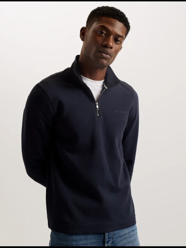 Actos Branded Half Zip Cotton Blend Sweatshirt