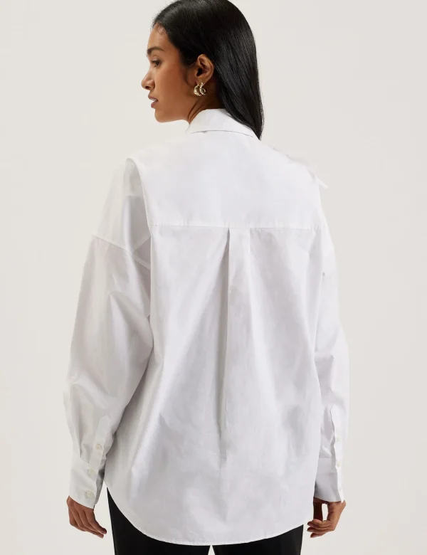 Allai Oversized Corsage Detail Cotton Shirt