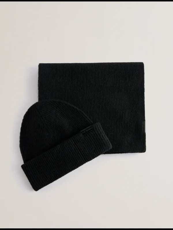 Alliies Ribbed Knit Hat And Scarf Set