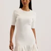 Alzann Pleated Hem Knitted Bodycon Mini Dress