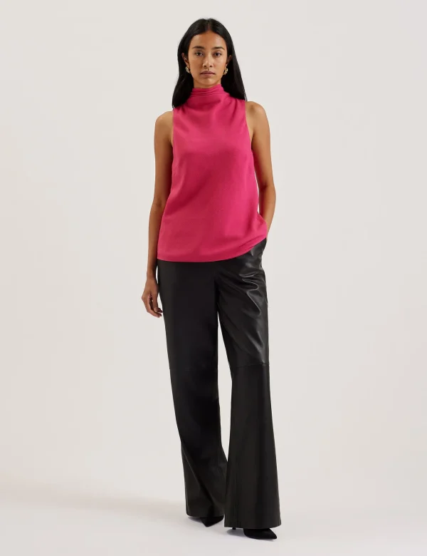 Anini Textured High Neck Sleeveless Top