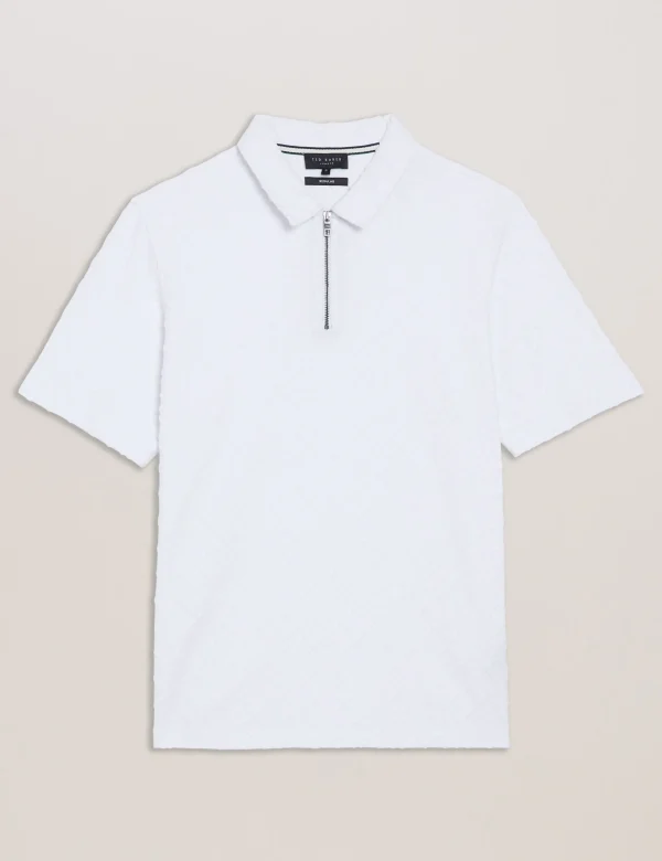 Ansom Short Sleeve Regular Textured Towelling Zip Polo