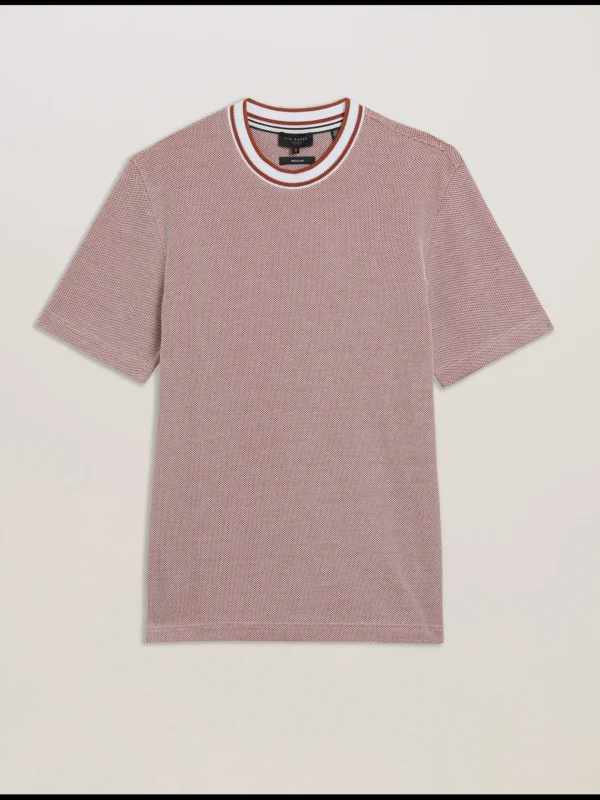 Arlon Textured Stripe Detail Cotton T-Shirt