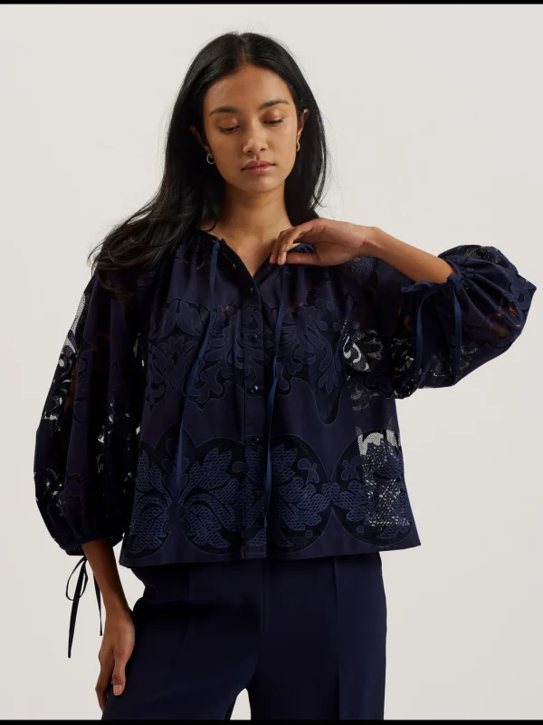 Bacina Lace 3/4 Balloon Sleeve Blouse