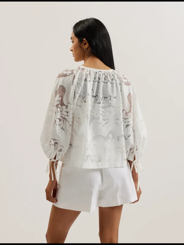 Bacina Lace 3/4 Balloon Sleeve Blouse