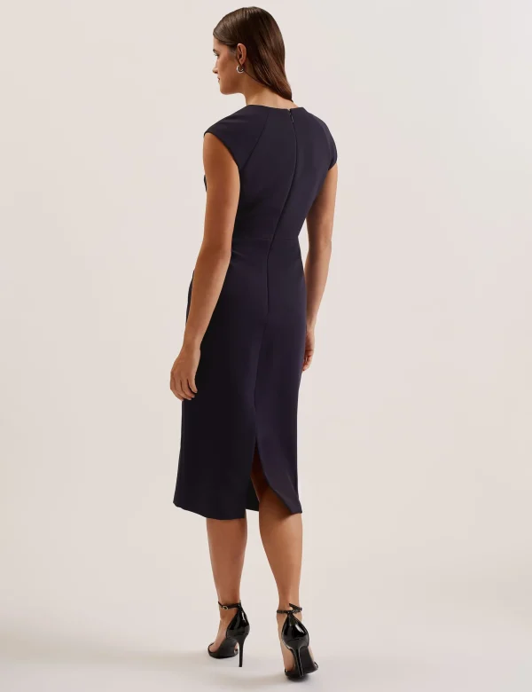 Bayree Folded Neckline Pencil Midi Dress