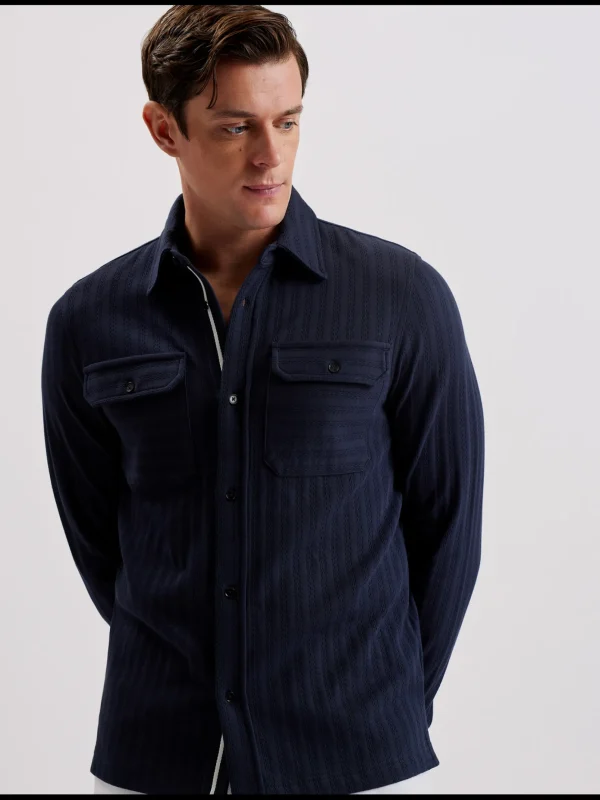 Belza Textured Cotton Utility Pocket Overshirt