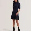 Canddy Pleated Hem Bodycon Knit Mini Dress