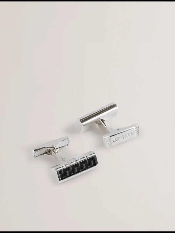 Carbie Carbon Fibre Bar Metal Cufflinks