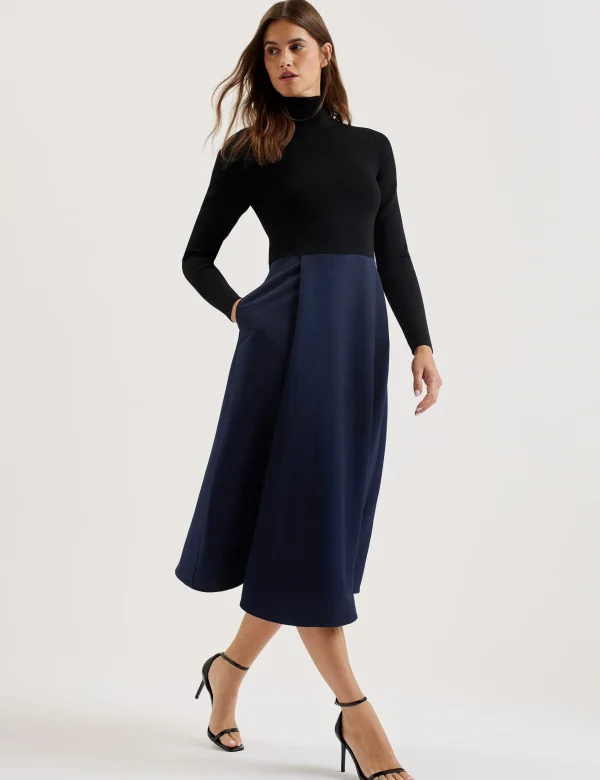 Chira Knit Bodice Midi Dress With Wrap Skirt