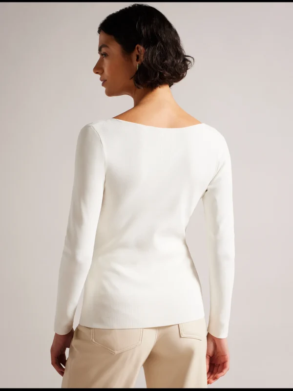 Cileste Fitted V-Neck Long Sleeve Knit Top