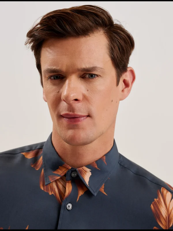 Coltons Leaf Print Long Sleeve Lyocell Shirt