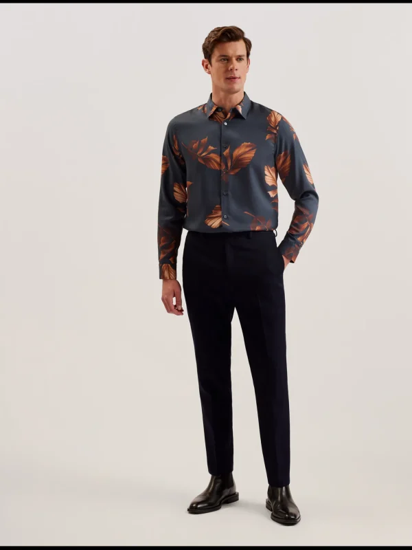 Coltons Leaf Print Long Sleeve Lyocell Shirt