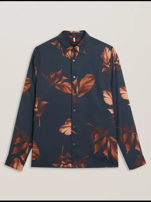 Coltons Leaf Print Long Sleeve Lyocell Shirt