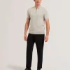 Daldin Zip Collar Stretch Knit Polo Shirt