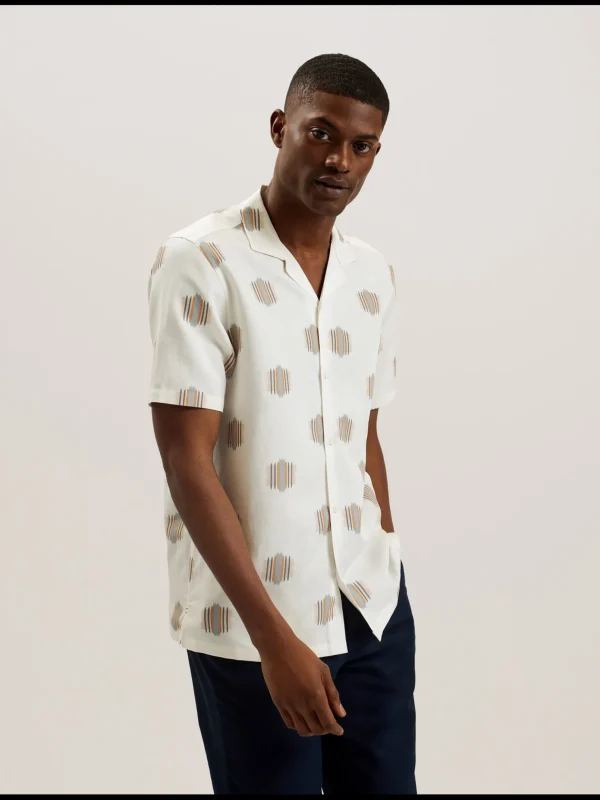 Dimitre Printed Cotton Linen Short Sleeve Shirt