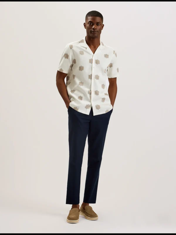 Dimitre Printed Cotton Linen Short Sleeve Shirt