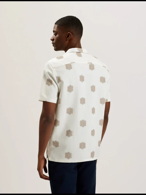 Dimitre Printed Cotton Linen Short Sleeve Shirt