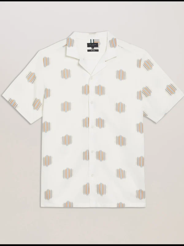 Dimitre Printed Cotton Linen Short Sleeve Shirt