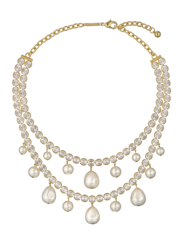 Divinaa Pearl & Crystal Statement Necklace