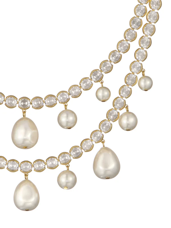 Divinaa Pearl & Crystal Statement Necklace