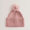 Emilyya Ribbed Knit Fluffy Bobble Hat