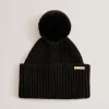 Emilyya Ribbed Knit Fluffy Bobble Hat