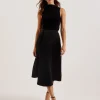 Erva Asymmetric Satin Wrap Midi Skirt