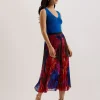 Evola Printed Pleated Midi Skirt