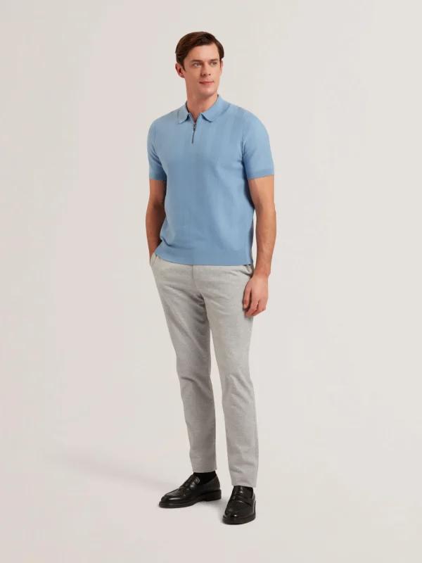 Fourd Short Sleeve Herringbone Zip Polo