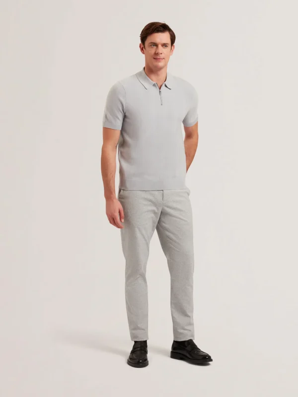 Fourd Short Sleeve Herringbone Zip Polo