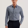 Frestin Geometric Pattern Slim Long Sleeve Shirt