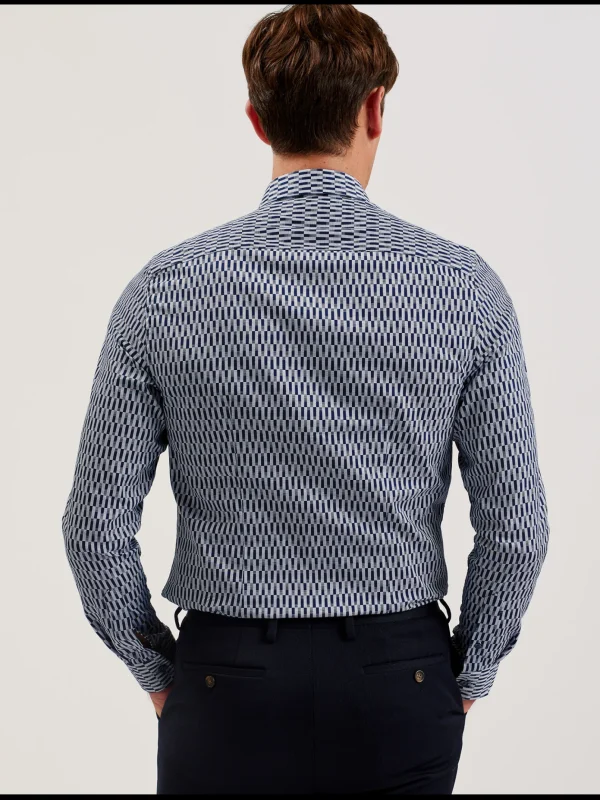 Frestin Geometric Pattern Slim Long Sleeve Shirt