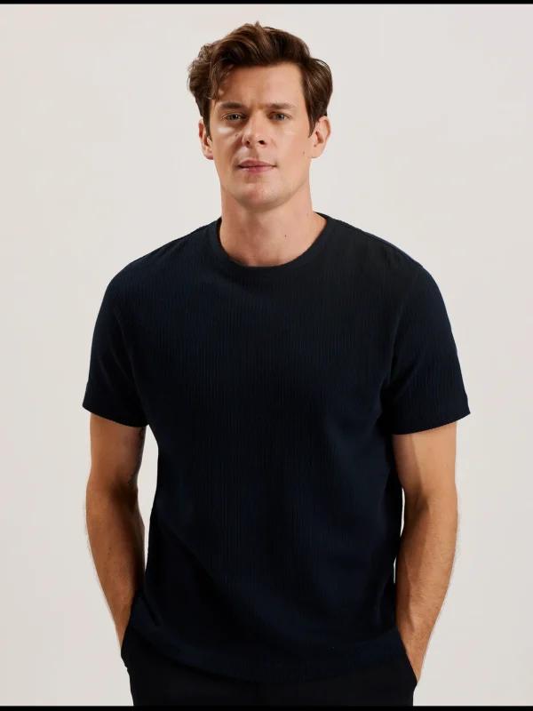 Heynes Ribbed Cotton Crew Neck T-Shirt