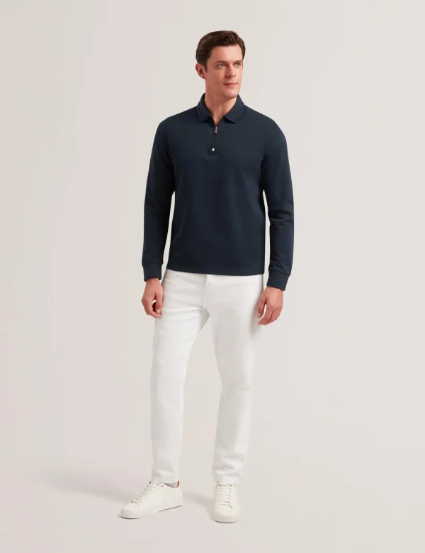 Ingmar Long Sleeve Cotton Blend Zip Polo Shirt