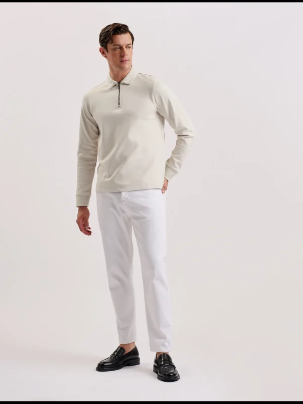 Ingmar Long Sleeve Cotton Blend Zip Polo Shirt