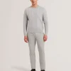 Jamals Long Sleeve Herringbone Stitch Crew Neck Sweater