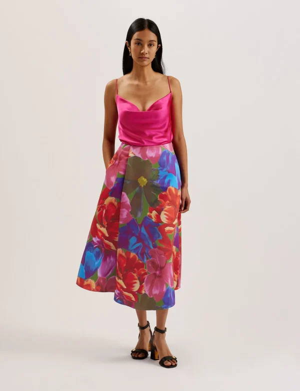 Joralee Printed Wrap Midi Skirt