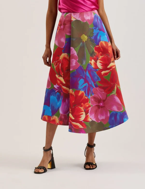 Joralee Printed Wrap Midi Skirt