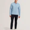 Kalend Long Sleeve Zip Neck Herringbone Polo