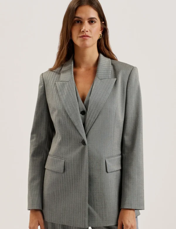 Koa Oversized Herringbone Single Breasted Blazer