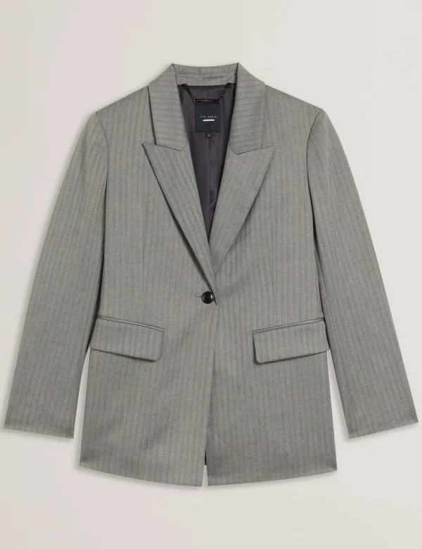 Koa Oversized Herringbone Single Breasted Blazer