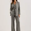 Koat Herringbone Wide Leg Tailored Trousers