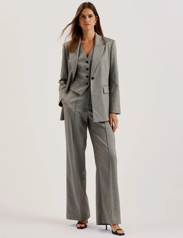 Koat Herringbone Wide Leg Tailored Trousers