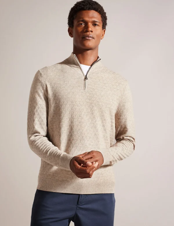 Kurnle T Knit Half Zip Funnel Neck Jumper