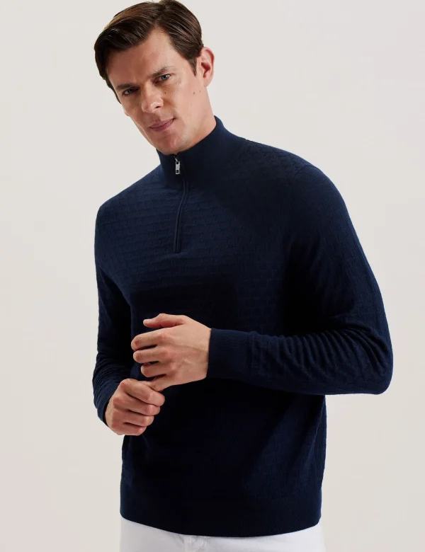 Kurnle T Knit Half Zip Funnel Neck Jumper