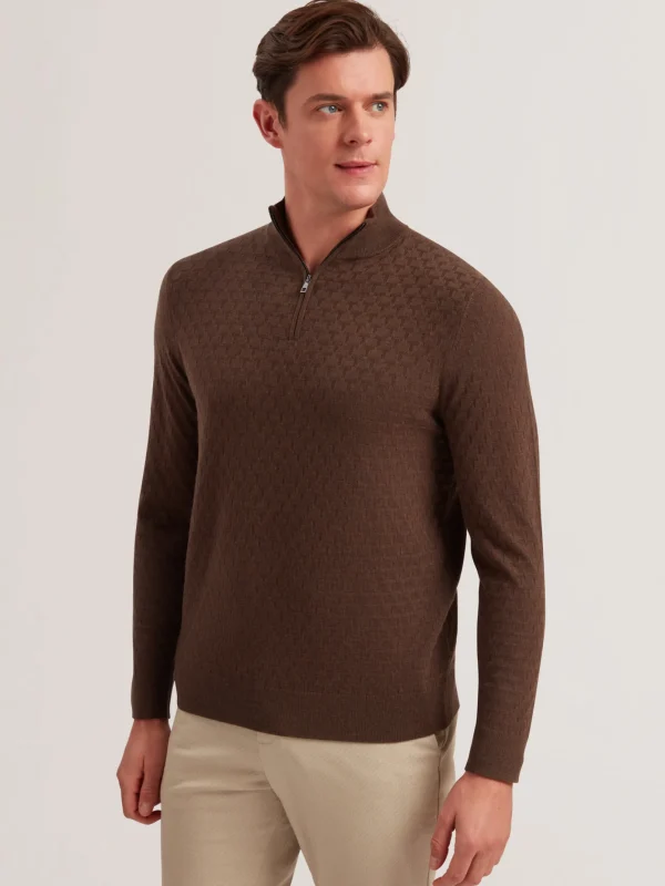 Kurnle T Knit Half Zip Funnel Neck Jumper