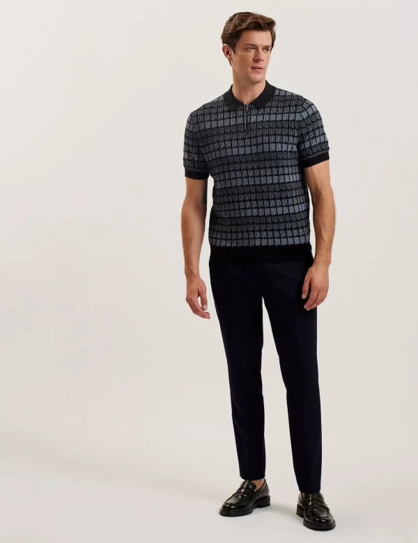 Levers Ombre Jacquard Zip Neck Polo Shirt