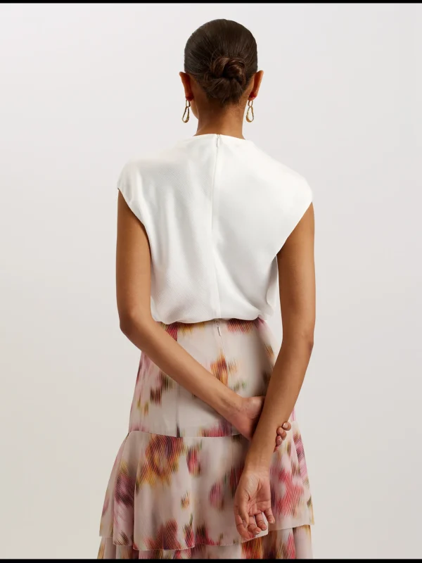 Misrina Drape Neck Detail Satin Top