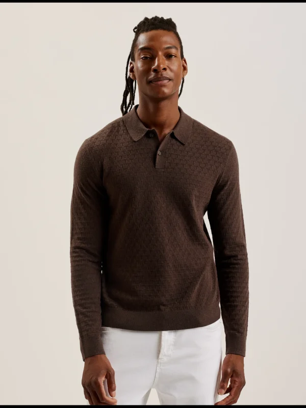 Morar Long Sleeve T Stitch Knitted Polo